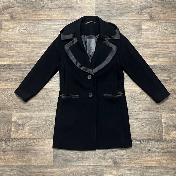 Vera Wang Wool Cashmere Blend Satin Trim Coat Size XS - Picture 3 of 7